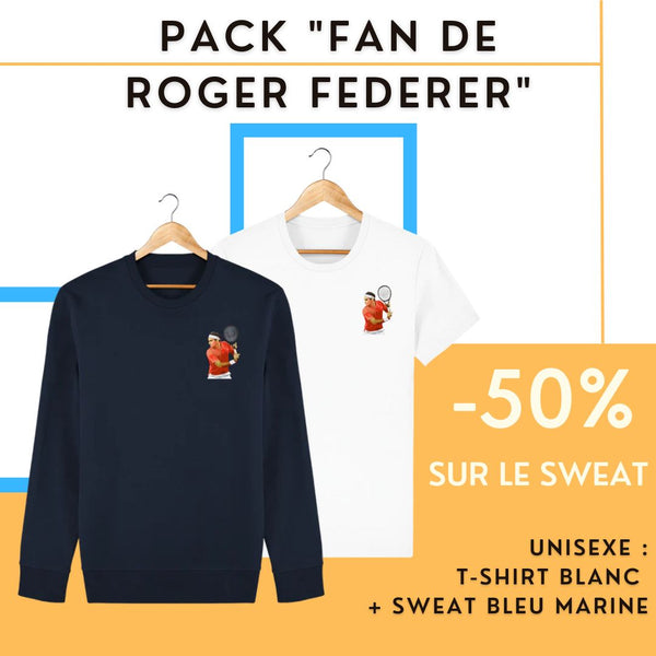 Pack *Fan de Roger Federer* : 1 T-shirt broderie "Roger" = -50% sur le sweat broderie "Roger"