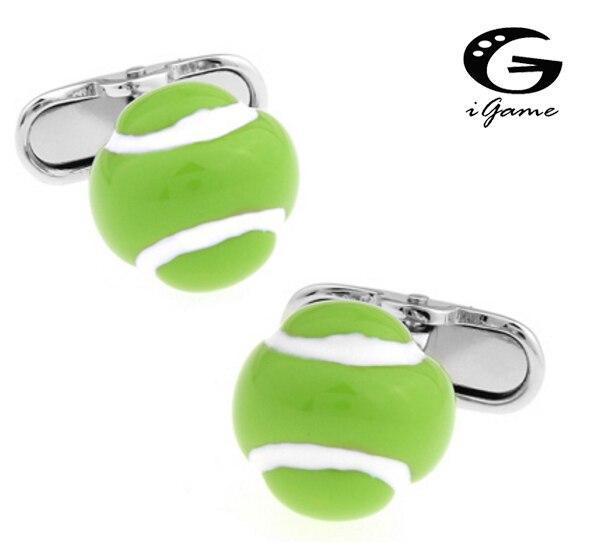 iGame Men Gift Fashion Cufflinks Fluorescent Green Color Copper Material Novelty Tennis Ball Design - cadeau tennis homme femme enfant