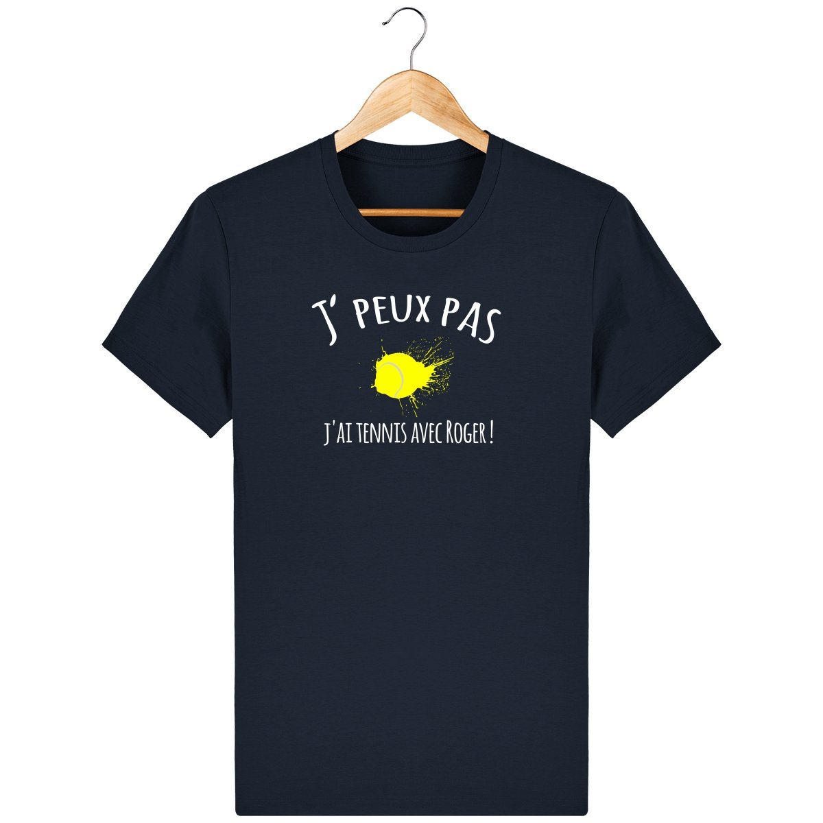 T-shirt femme *100% coton bio* "J'peux pas, j'ai tennis avec Roger" - Jeu Set Match-tennis