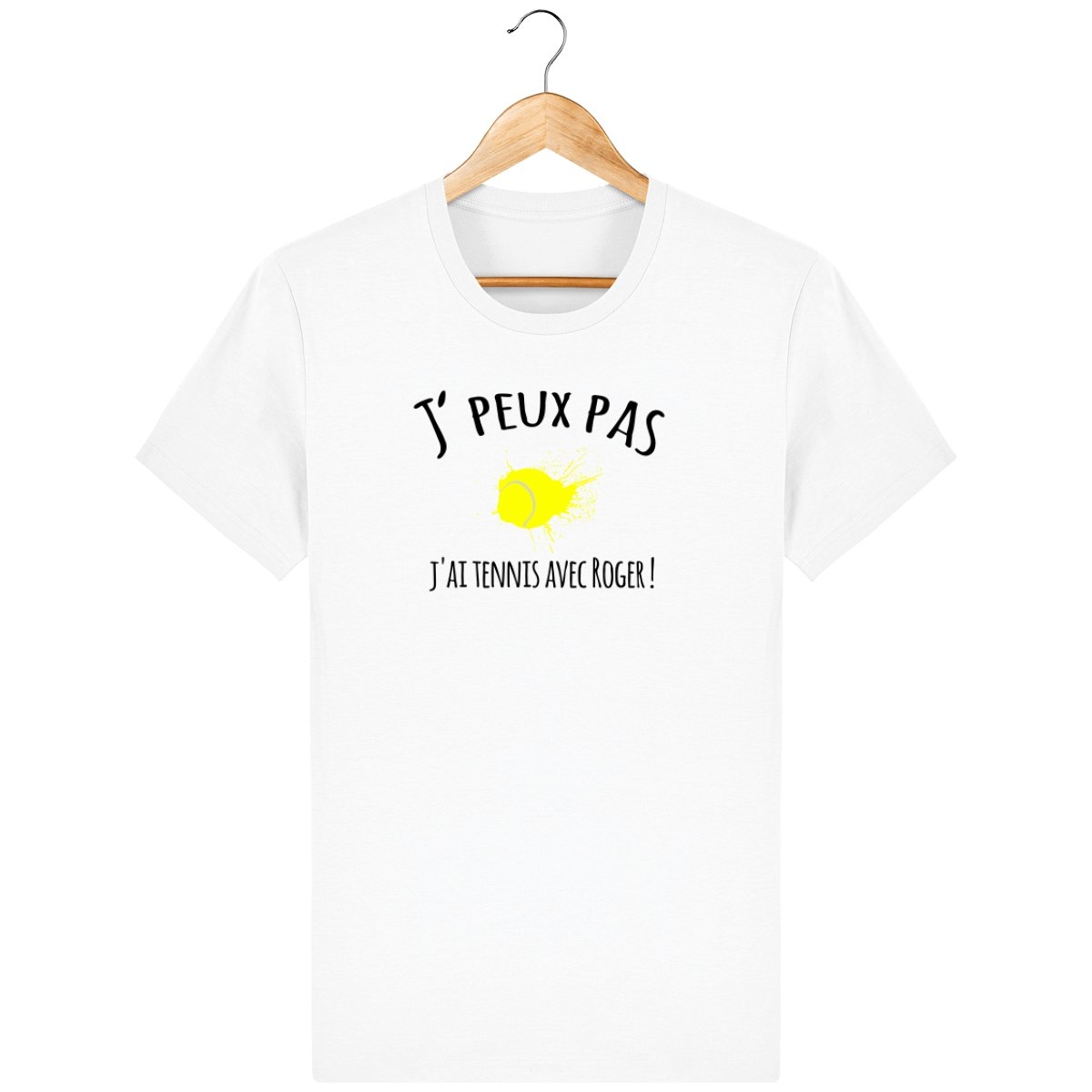 T-shirt femme *100% coton bio* "J'peux pas, j'ai tennis avec Roger" - Jeu Set Match-tennis