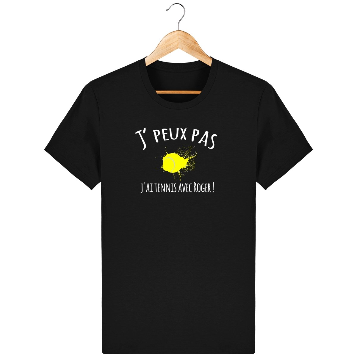 T-shirt femme *100% coton bio* "J'peux pas, j'ai tennis avec Roger" - Jeu Set Match-tennis