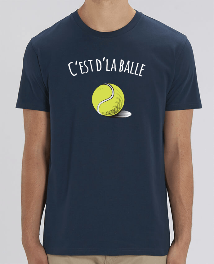 T-shirt tennis homme *100% coton bio*  "C'est d'la balle" - cadeau tennis homme femme enfant