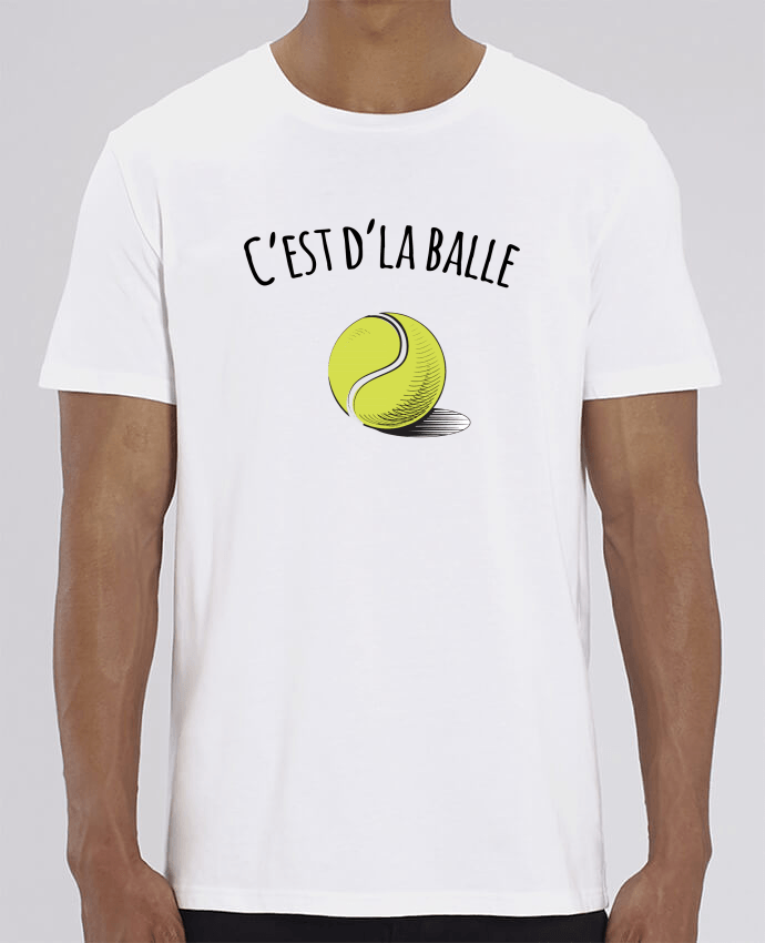 T-shirt tennis homme *100% coton bio*  "C'est d'la balle" - cadeau tennis homme femme enfant