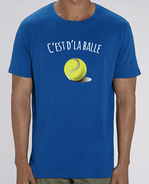 T-shirt tennis homme *100% coton bio*  "C'est d'la balle" - cadeau tennis homme femme enfant